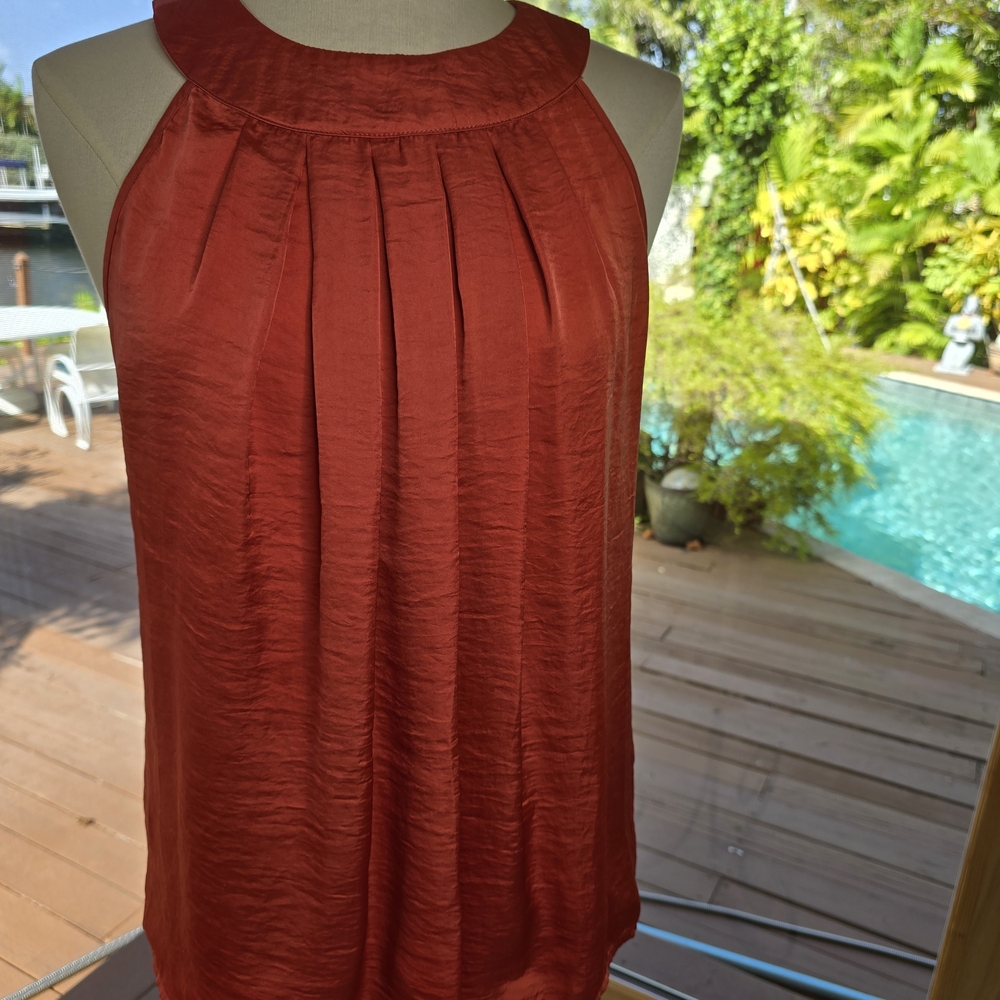 Adiva Rust Sleeveless Blouse
